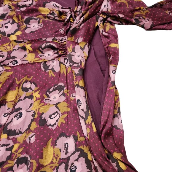 Free People Floral Fit & Flare Purple Dress Longsleeve Lightweight Size 6 - Picture 5 of 11